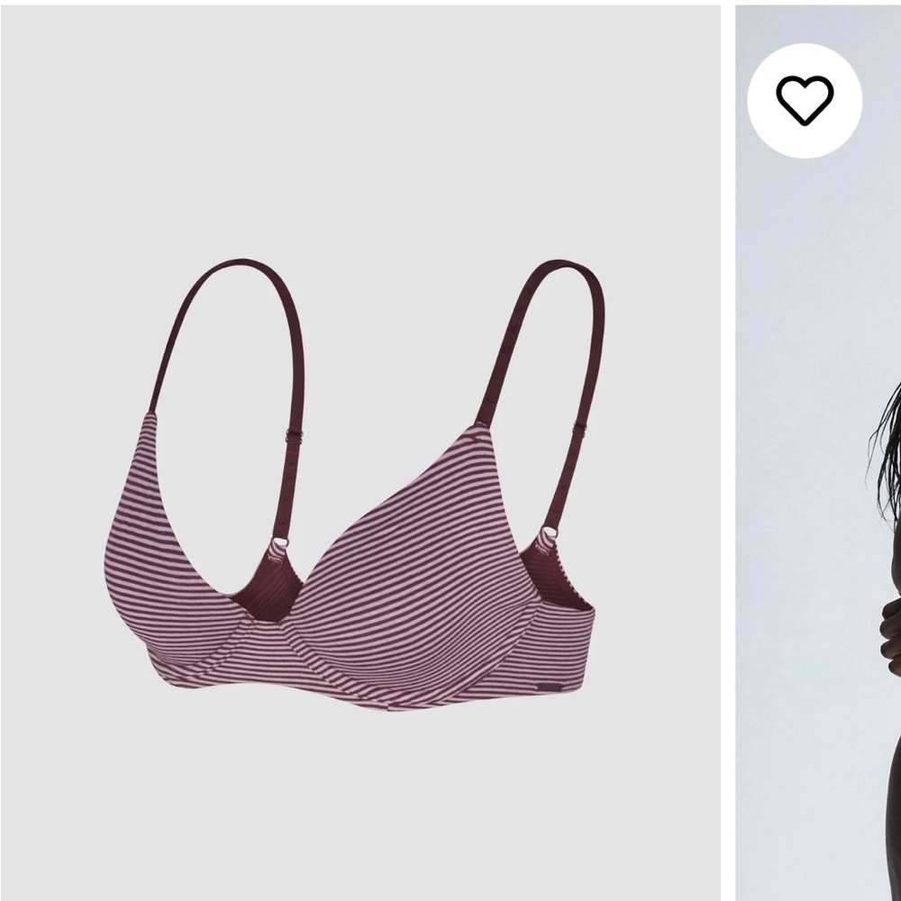 Savage X Fenty Striped Wireless Bra in Wine and Dark Burgundy